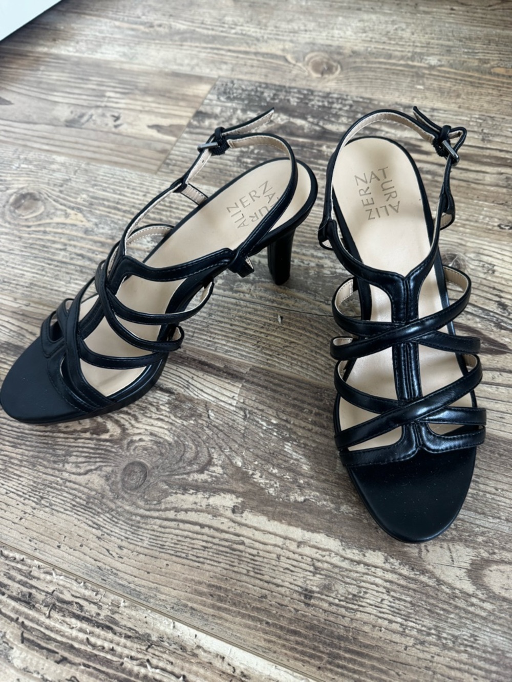 Naturalizer Black Strappy High Heel Sandals Size 9